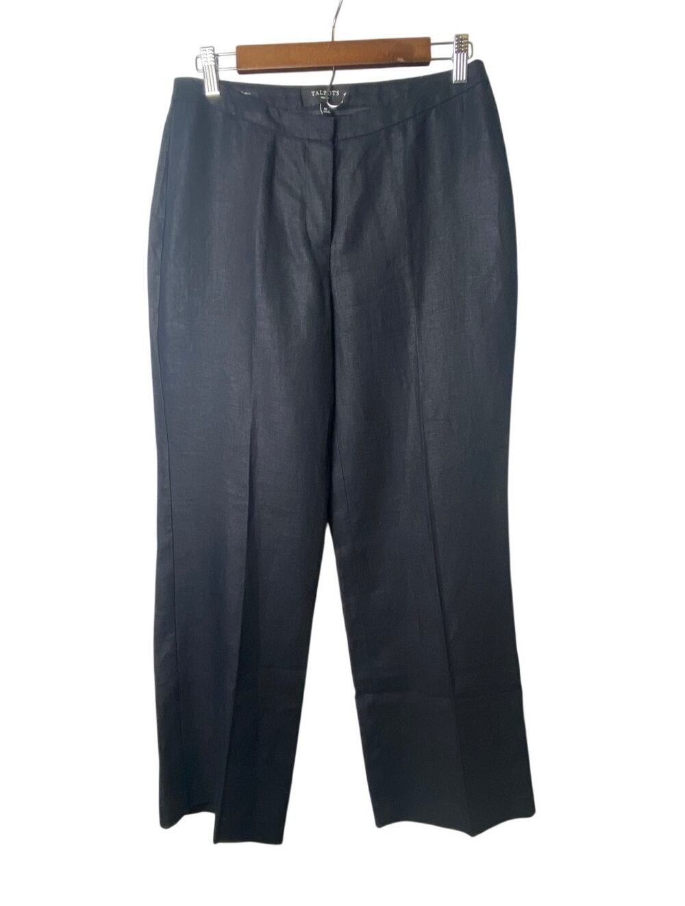 Talbots Black 100% Linen Wide Leg Dress Pants Women's Size Petite 6